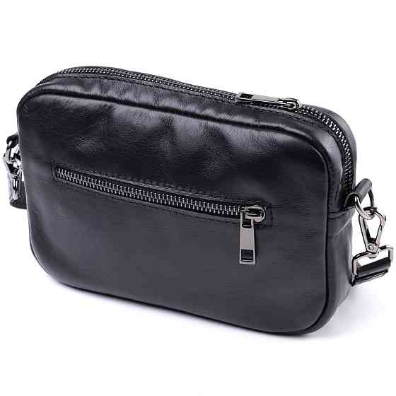 Класична сумка крос-боді з гладкої натуральної шкіри Чорна (SHVIGEL) Київ