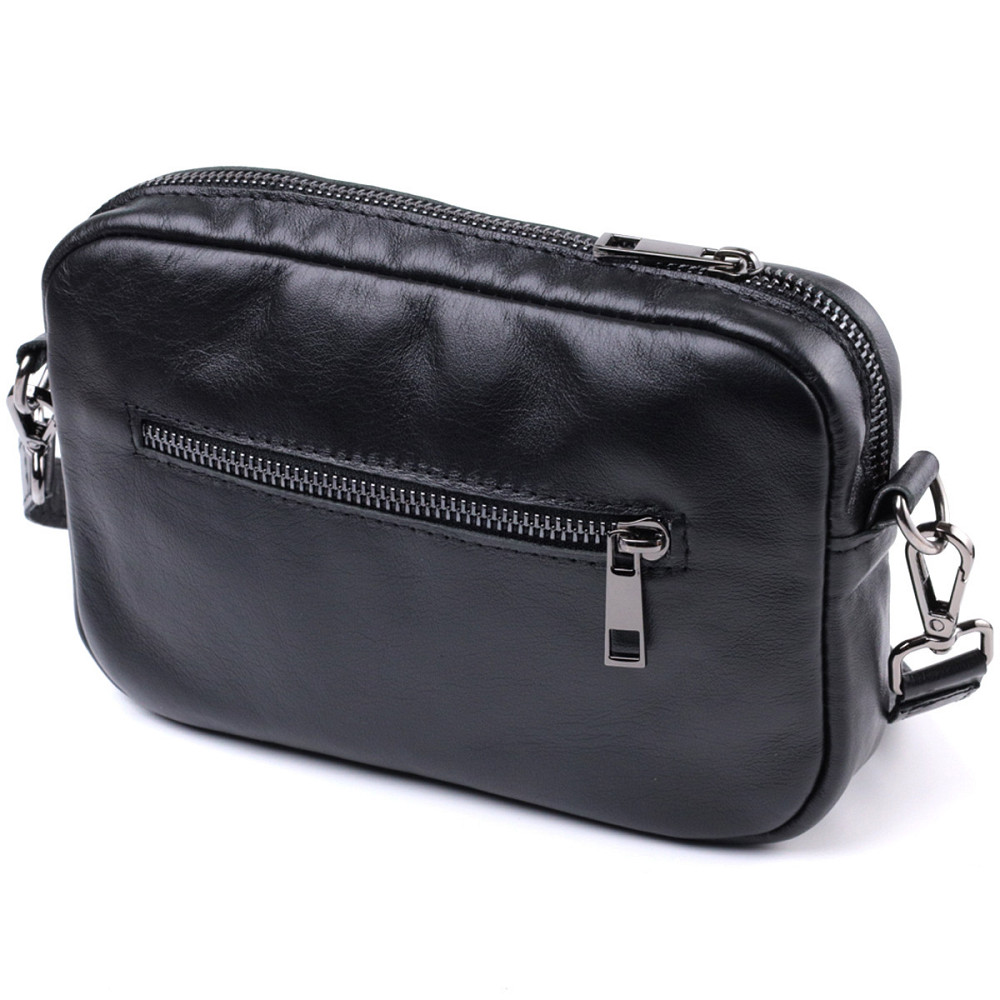 Класична сумка крос-боді з гладкої натуральної шкіри Чорна (SHVIGEL) Київ - фото 6