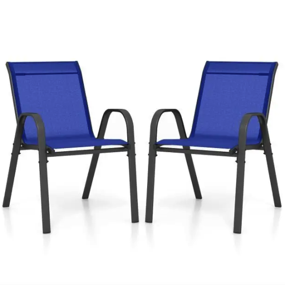 Комплект садових стільців Costway Patio з підлокітниками синій Київ
