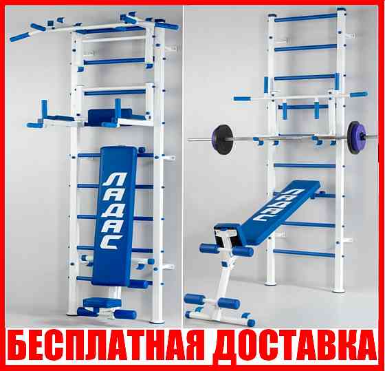 Шведская стенка со съемным турником и брусьями металлическая в квартиру для взрослых и детей Каменское