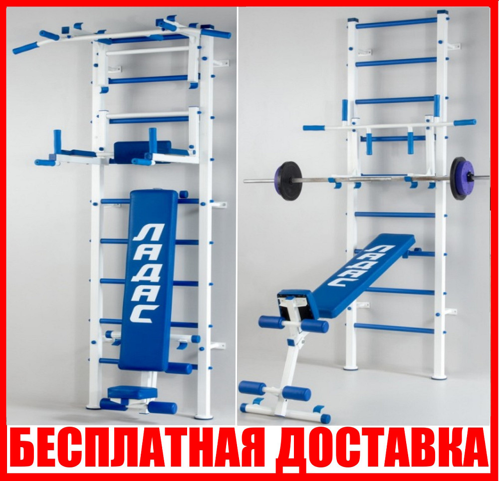 Шведська стінка зі знімним турником та брусами металева у квартиру для дорослих та дітей Кам'янське - фото 1