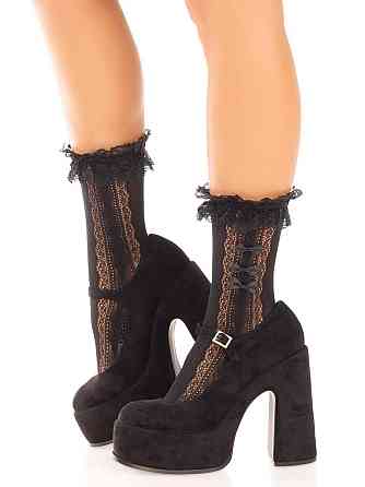 Шкарпетки ажурні Leg Avenue Mini Bow Lace Anklet, чорні, з рюшами, декор — бантики Sex Aura Київ