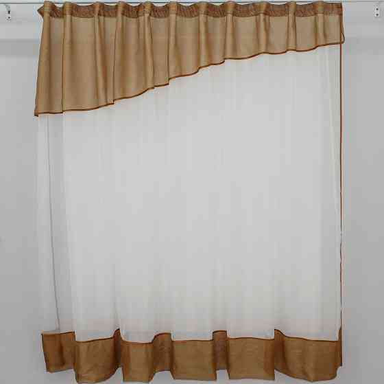 Кухонная занавеска VR-Textil № 047к коричневый с молочным 270х170 см (50-777) Киев