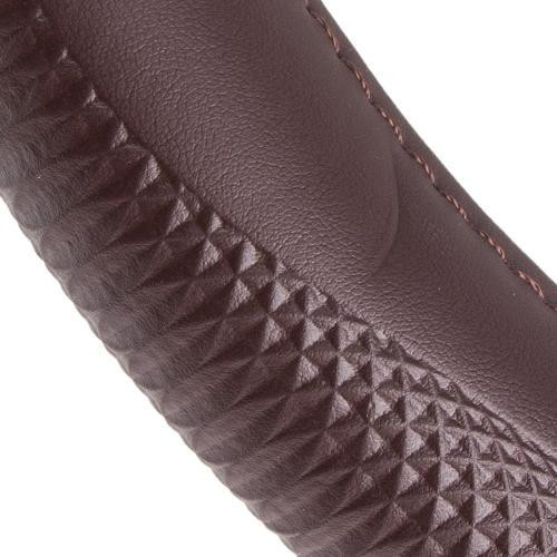 Шкіряний чохол на кермо VLOD-L948 BR M коричневий з одним швом Харків - фото 6