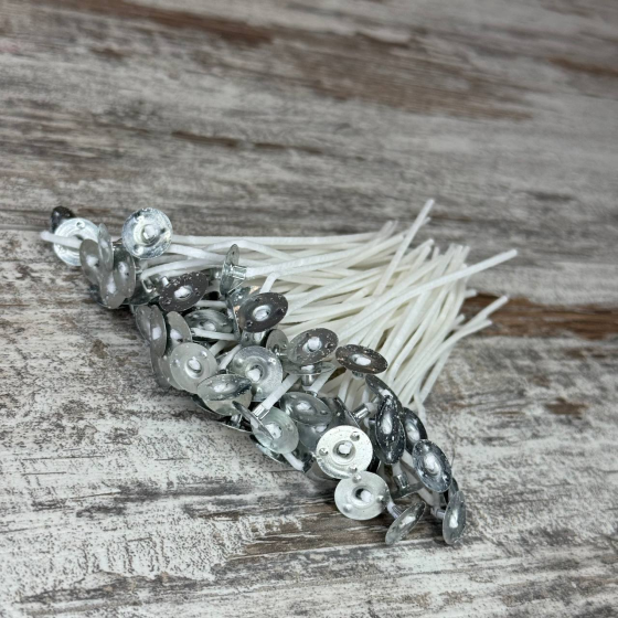 Фитиль вощеный для свечей 10 см, с держателем, 100 шт, для изготовления свечей, DIY Киев