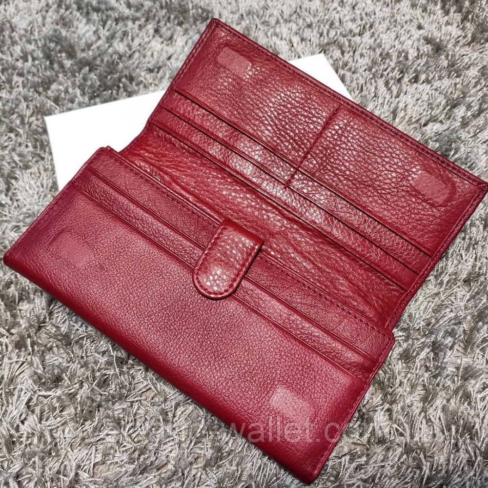 Бордовый женский кожаный кошелек на магнитах с кредитницей Marco Coverna Киев - изображение 5