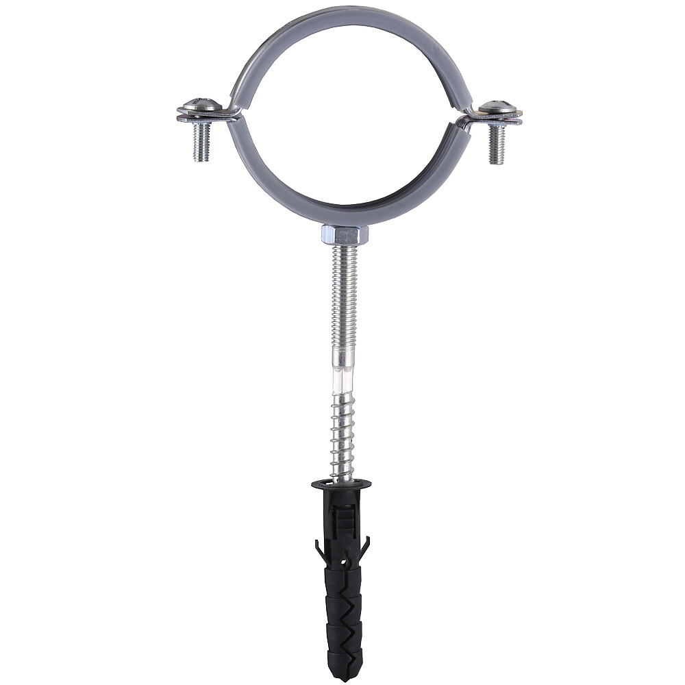 Хомут в зборi CR  2″ (59-65мм) з гвинтом-шурупом 8*100 та дюбелем в уп., сірий Тернопіль - фото 1