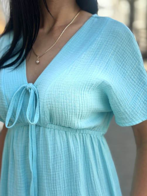 Довга муслінова сукня "Lira" | Батал Блакитний, 54-56 Київ - фото 9