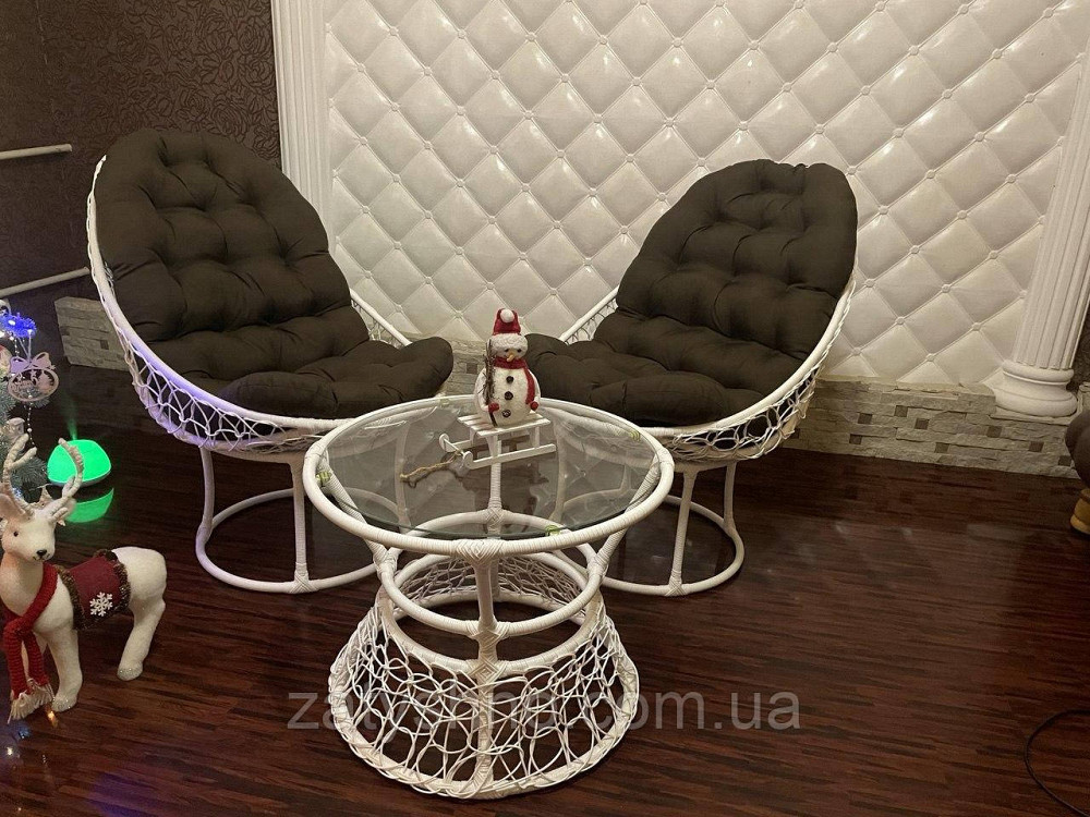 Ротангові меблі з коричневими накидками Київ - фото 10