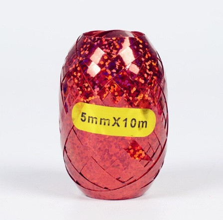 Лента для шариков с голограммой 5 мм на 10 м красный Киев - изображение 2