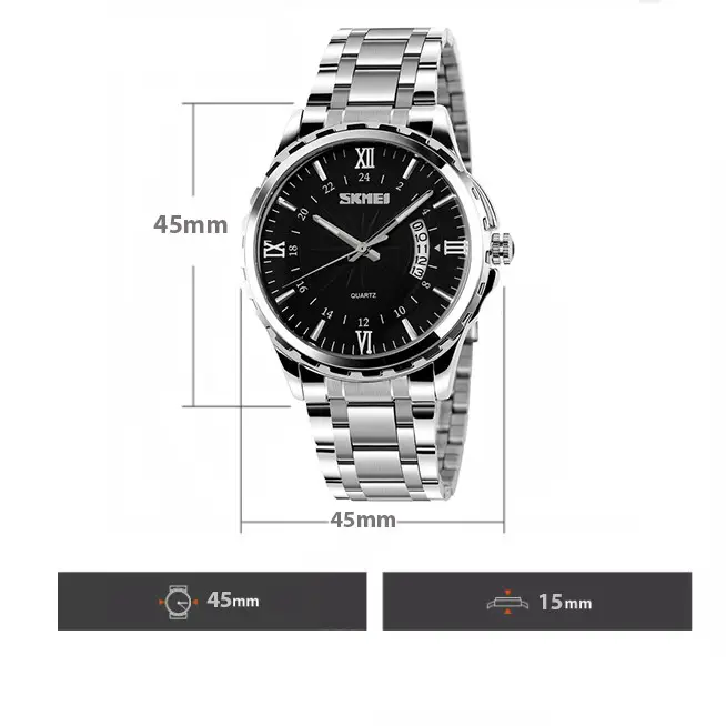 Мужские наручные часы Skmei 9069 Серебристые с черным Винница - изображение 6