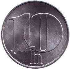 Монета 10 геллеров. 1992-98 год, Чехословакия. (БЖ) Полтава