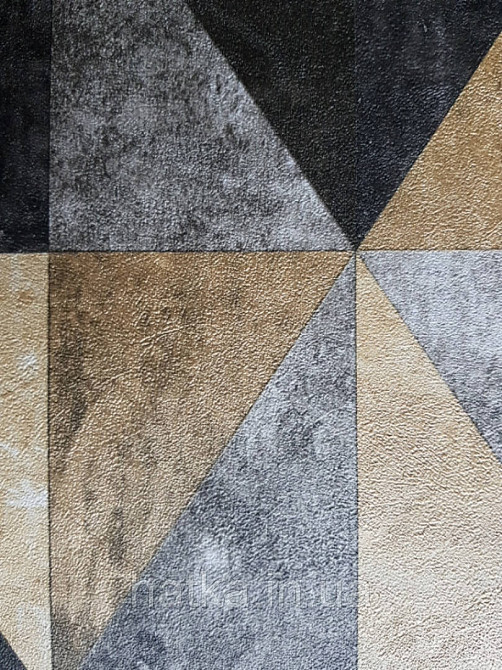 Шпалери флізелінові Decoprint Essentials EE22566 геометричні фігури 3д трикутники золотисті сірі чорні Київ - фото 5