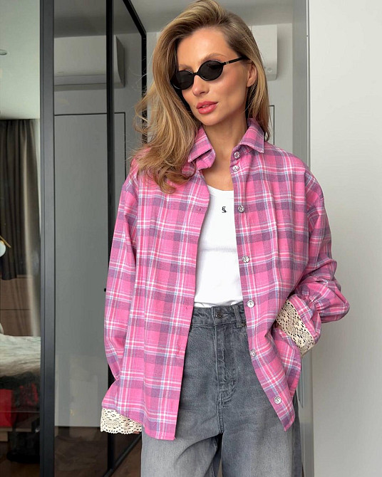 Жіноча стильна повсякденна в клітинку сорочка фланель Одеса - фото 3