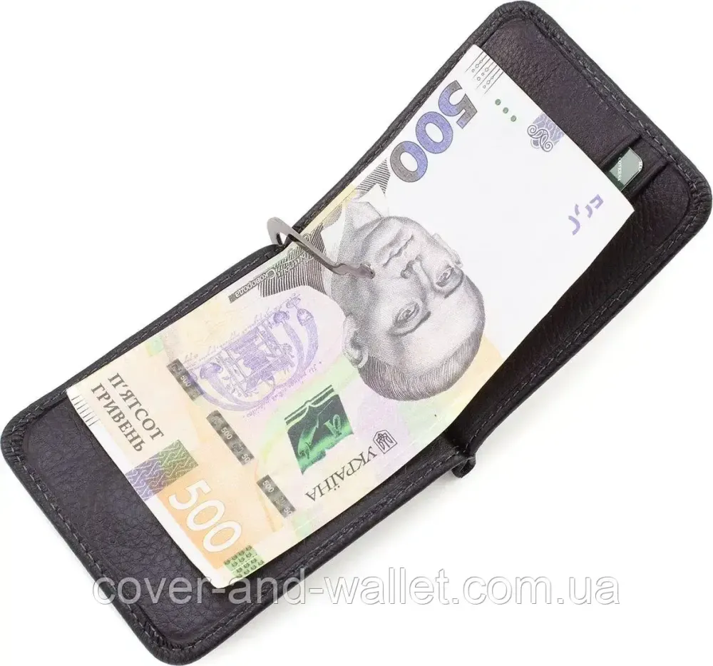 Тонкий шкіряний затискач для грошей на магнітній застібці Marco Coverna 22-125 Київ - фото 4