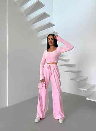 Женский прогулочный костюм двойка: лонгслив и штаны велюр Барби, 42/44 Одесса