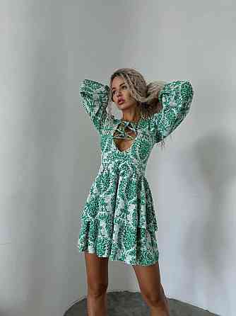 Жіноче стильне повсякденне літнє плаття софт принт Зелений, 42/44 Одеса