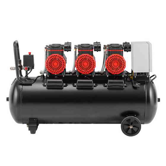 Компресор, 100 л, 3×1,5 кВт, 230 В, 8 атм, 750 л/хв, 2800 об/хв,  безмасляний, 6 циліндрів, 75 дБ INTERTOOL PT-0041 Киев