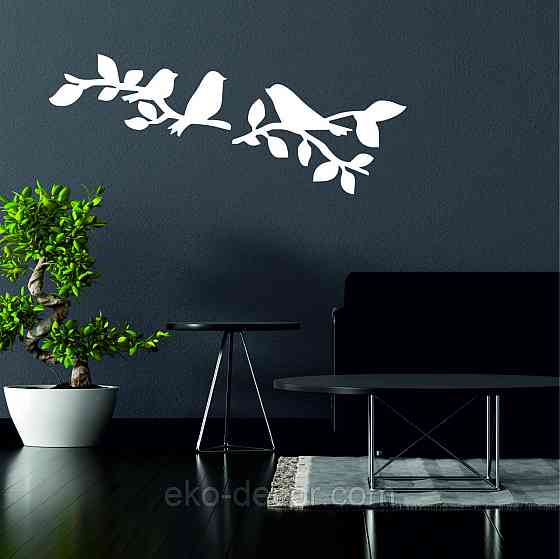 Декоративне настінне Панно  «Птахи» , Декор на стіну 110*43 см, Білий Київ