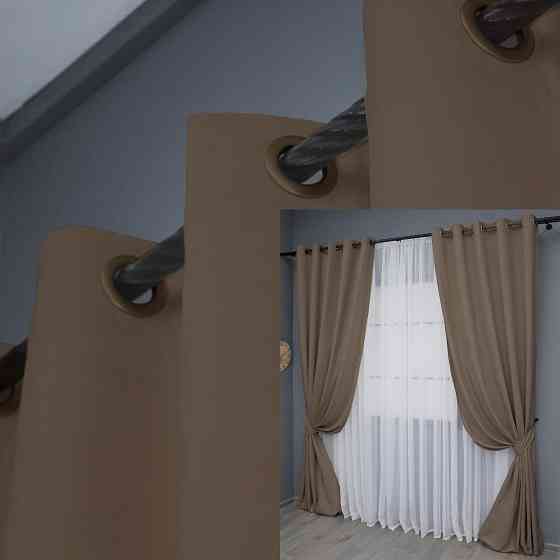 Комплект штор на люверсах VR-Textil Мікровелюр Petek YL № 1802ш Коричневий 150х270 см 2 шт (37-0268) Київ