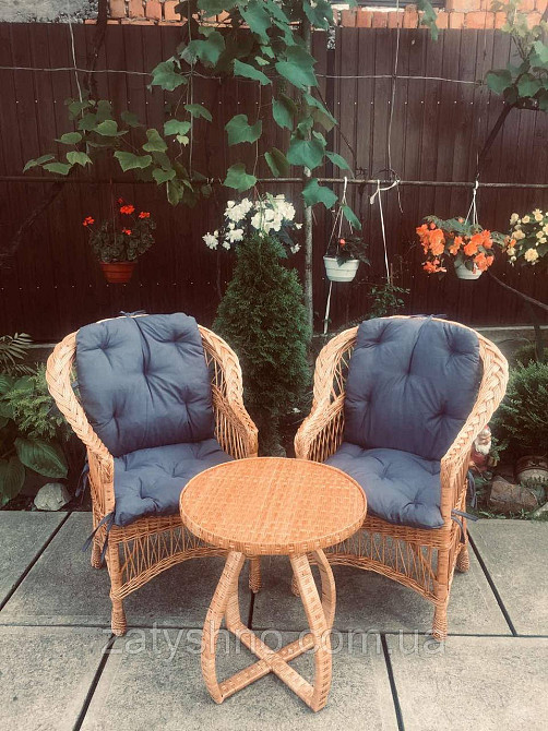 Меблі з лози з накидками синіми Київ - фото 3