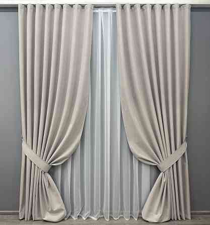 Комплект готових штор VR-Textil Блекаут двосторонній ASHEN NIGHT № 1842ш Попелястий 150х290 см 2 шт (33-0878) Київ