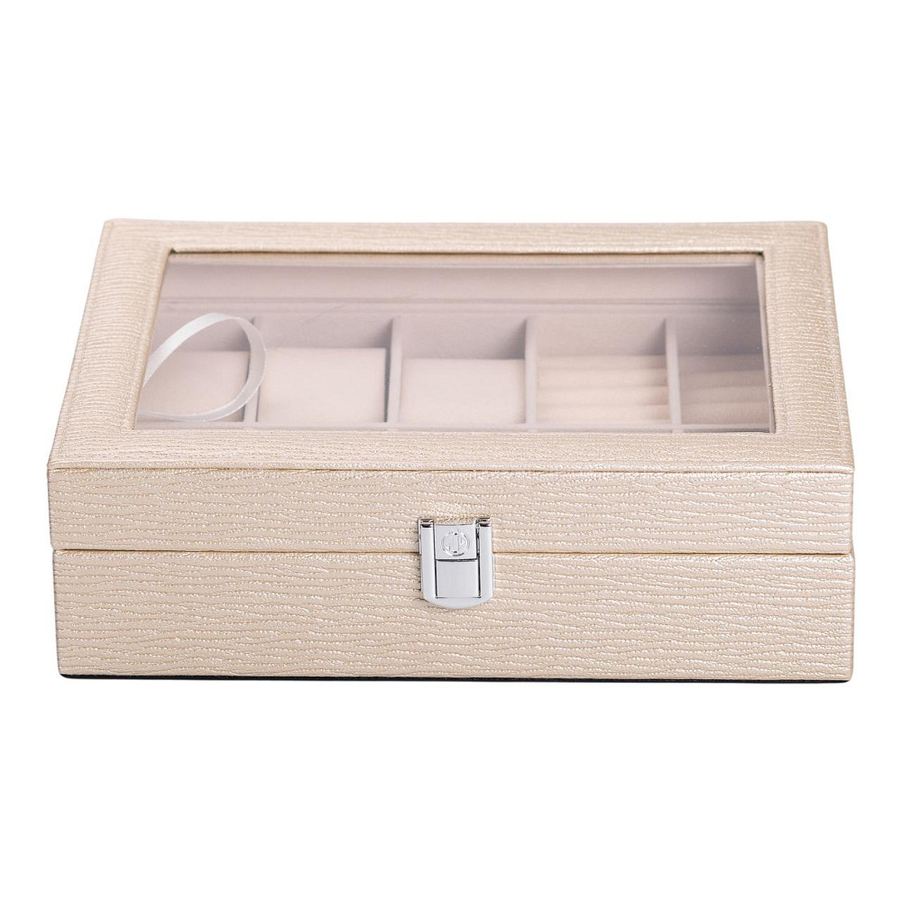 Скринька для прикрас з еко шкіри 25.5×20×7.5 см органайзер для ювелірних виробів HP-5-6GOLD Коломия - фото 6