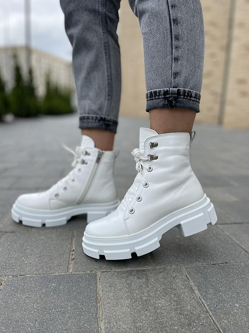 Mermaid Черевики жіночі Mermaid білі натуральна шкіра зима висота 13 см (5167) Коломия - фото 6