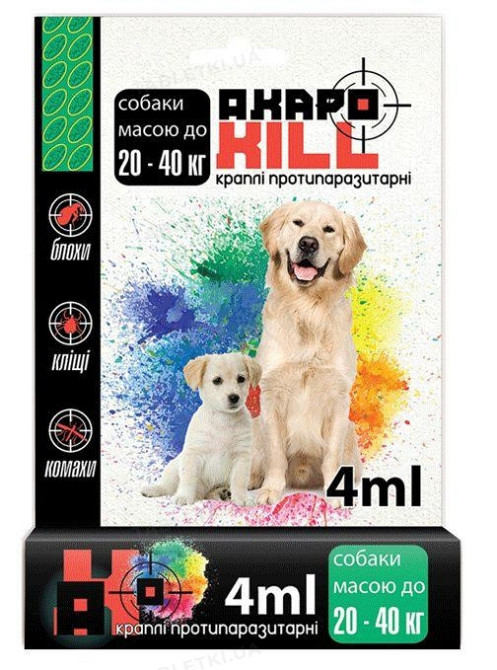 Акарокил капли от блох и клещей для собак весом 20 - 40 кг (1 пипетка 4.0 мл) Винница - изображение 1