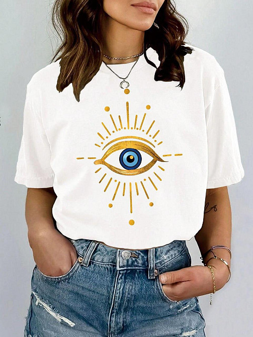 Футболка женская с принтом  42 Белая 2664082084 Днепр - изображение 1