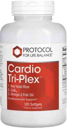 Червоний дріжджовий рис з коензимом Q10 та омега-3 Protocol for Life Balance Cardio Tri-Plex 120 капсул Київ