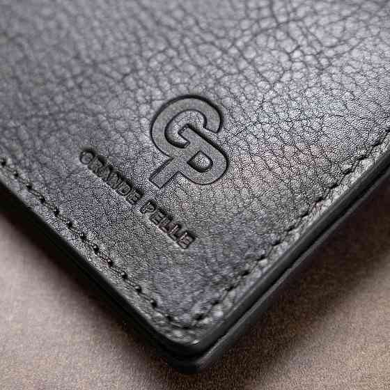 Мужской зажим для денег с монетницей GRANDE PELLE 11548 Черный Киев