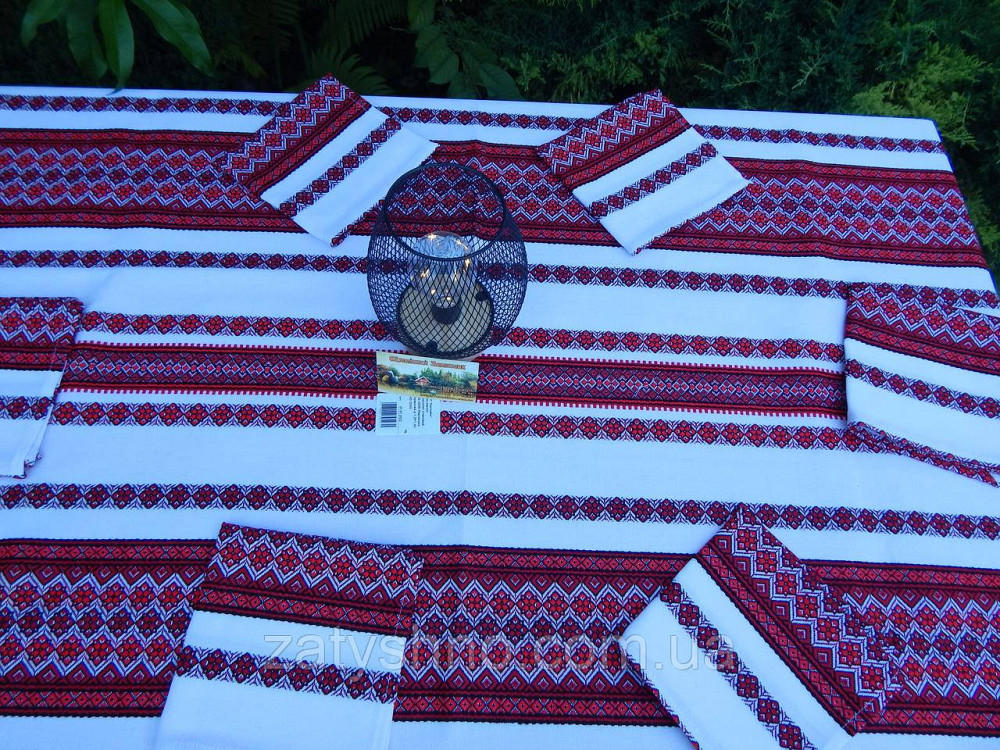 Яскраво червона вишита скатертина з серветками 230 *140 Київ - фото 5