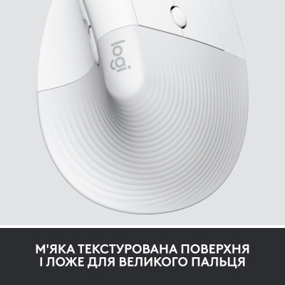 Мышка Logitech Lift Vertical Ergonomic Wireless/Bluetooth for Business Off-white (910-006496) Винница - изображение 3