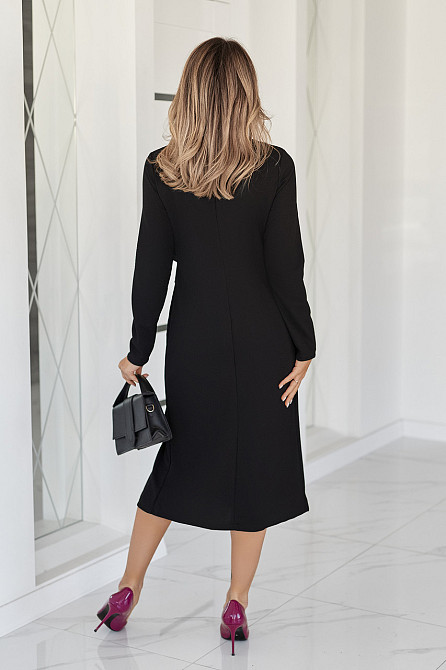 Приталене мідіплаття з воланом "Aiza" Норма та батал Чорний, 46-48 Київ - фото 3