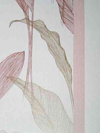 Шпалери метрові вініл на флізелін дизайнерські Erismann Elle Decoration 2 листя рожеві золотисті на білому Київ