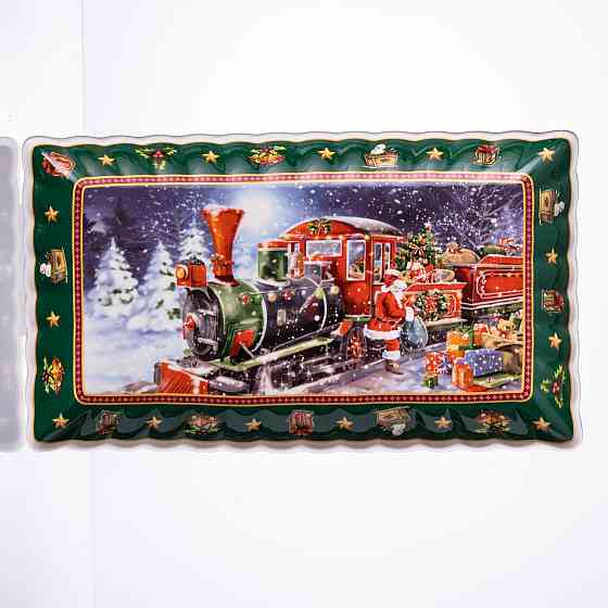 Сервірувальне новорічне блюдо для закусок з порцеляни Santa 30,5×17,5×2,5 (см) HP-SDHK-22 Київ