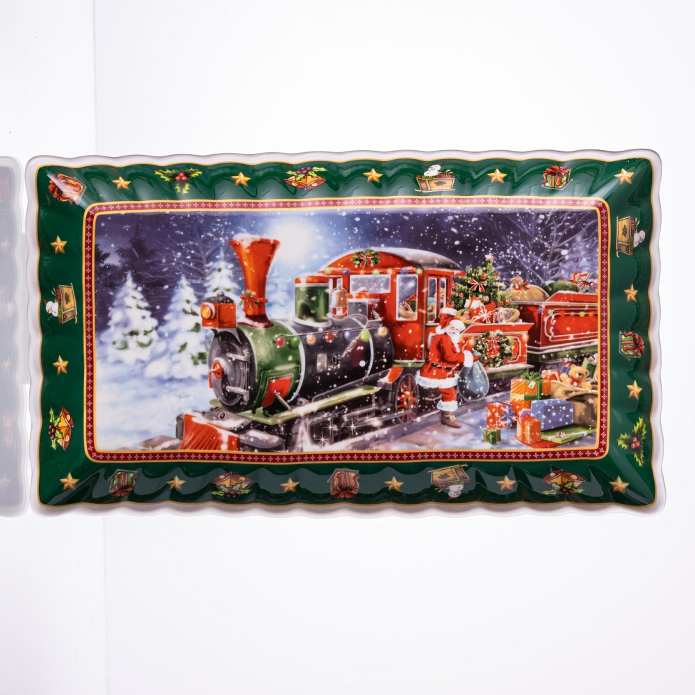 Сервірувальне новорічне блюдо для закусок з порцеляни Santa 30,5×17,5×2,5 (см) HP-SDHK-22 Київ - фото 1