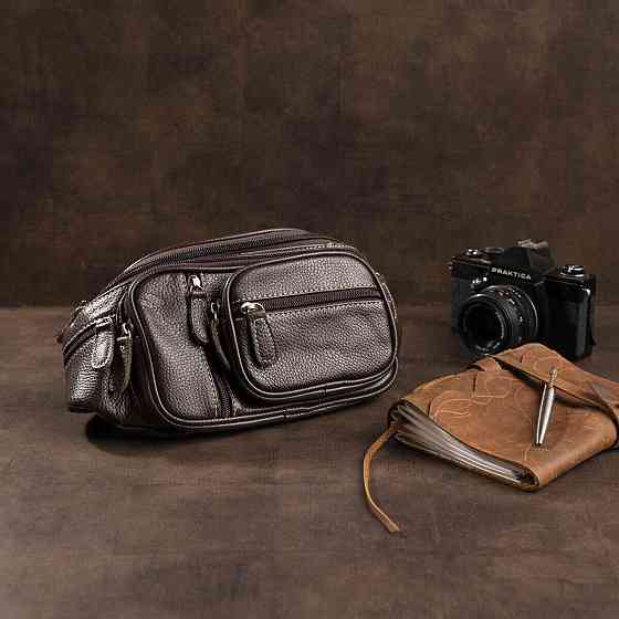 Поясна cумка об'ємна чоловіча Vintage 14860 Коричнева Київ