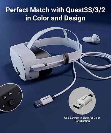 Високошвидкісний кабель Syntech Link довжиною 5 м для заряджання та підключення PCVR сумісний з аксесуарами Oculus/Meta Quest 3/Meta Quest 3S, Quest2/ Луцьк