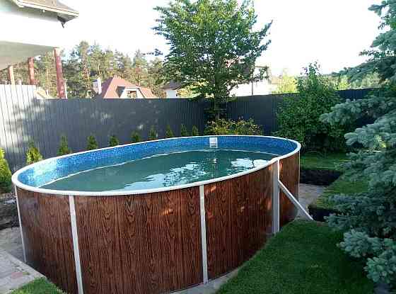 Басейн каркасний овальний Azuro 404DL 5.5 х 3.7 х 1.2 м Wood морозостійкий Київ