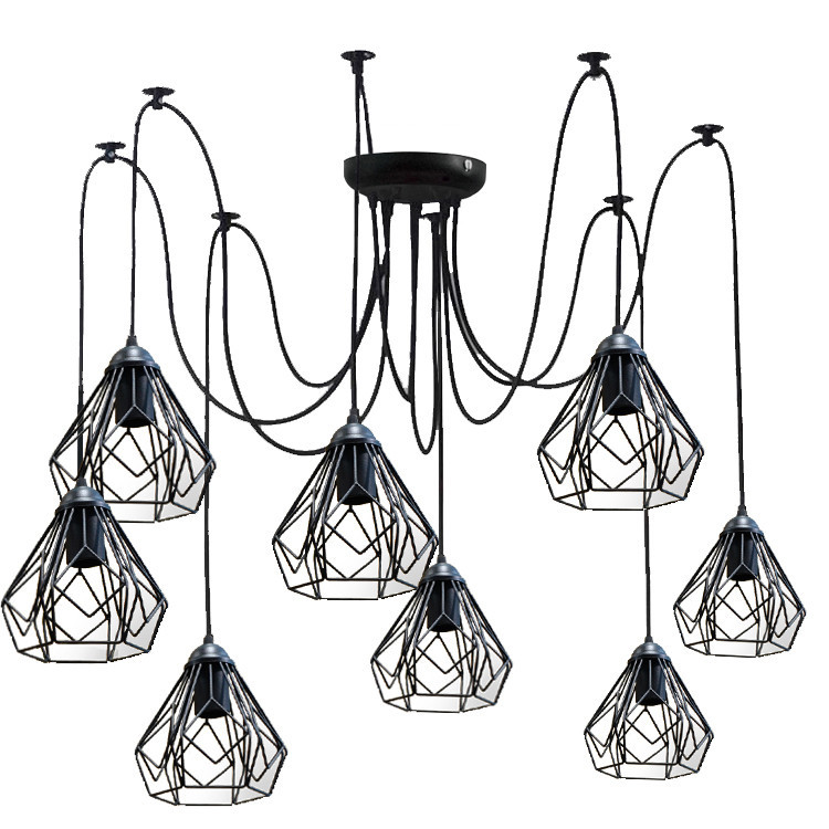 Подвесная люстра паук лофт 8 ламп Е27 черная Milan 538-8 Одесса - изображение 1
