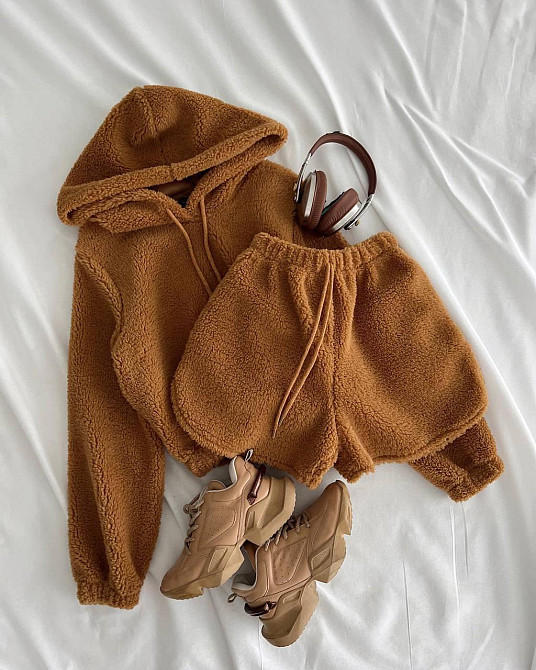 Женский уютный домашний костюм двойка из махры тедди Капучино, 48/52 Одесса - изображение 1