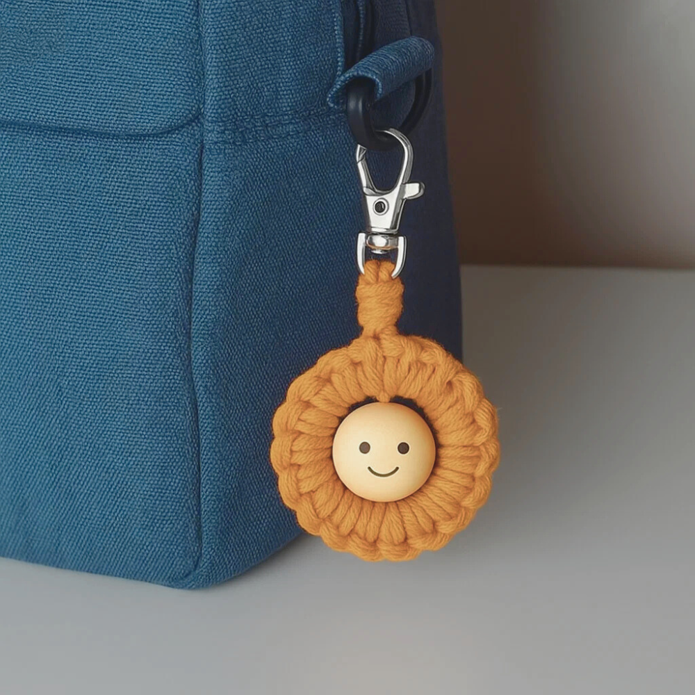 Набор макраме для творчества и ручного вязания брелока для ключей или аксессуаров 10х5см,оранжевый Каменец-Подольский - изображение 4