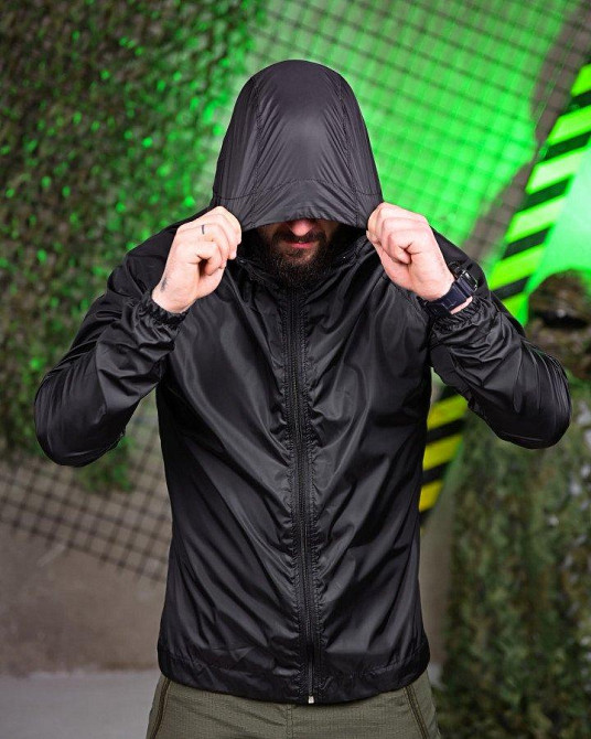 Ветровка дождевик карман черная  ВТ6382 Одесса - изображение 5