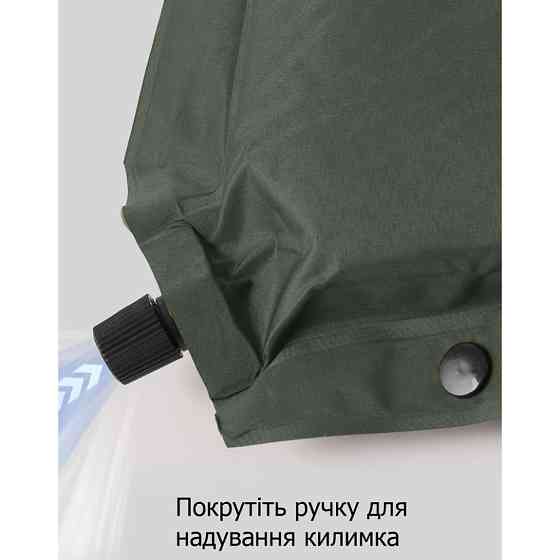 Коврик самонадувающийся одноместный Naturehike CNK2450WS020, 100 мм, темно-зеленый Киев