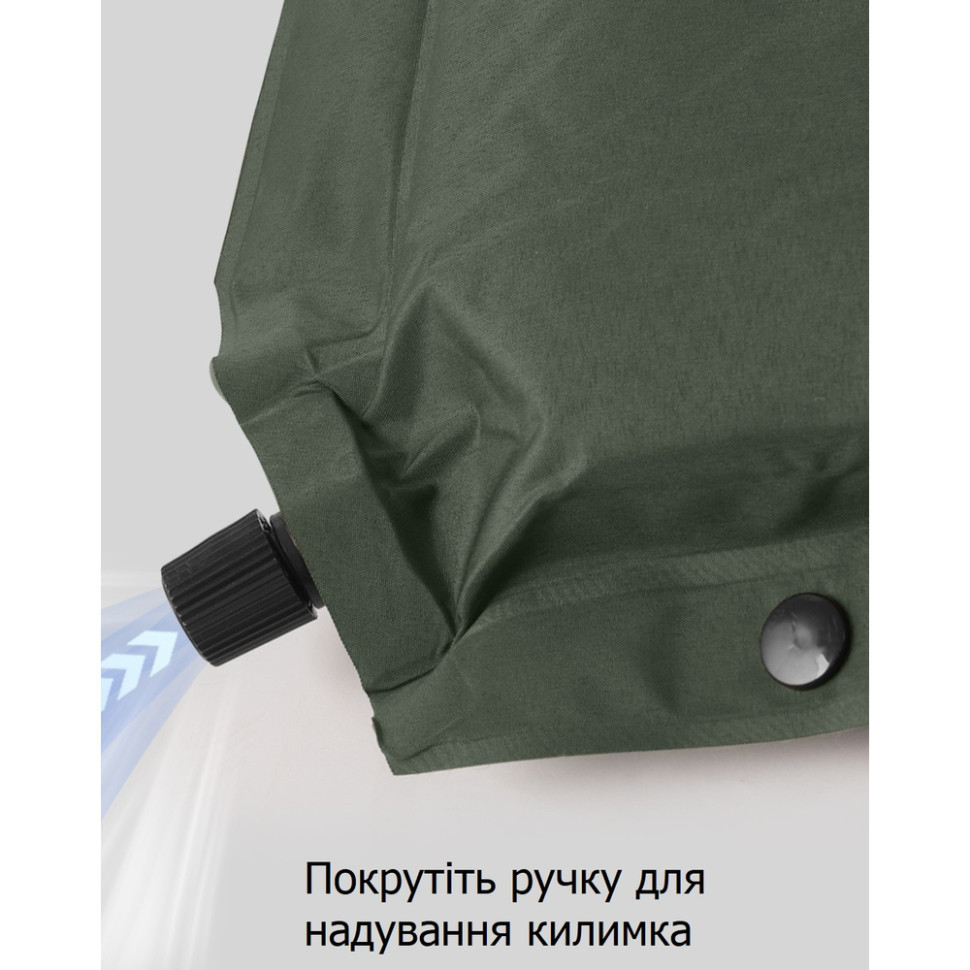 Коврик самонадувающийся одноместный Naturehike CNK2450WS020, 100 мм, темно-зеленый Киев - изображение 5