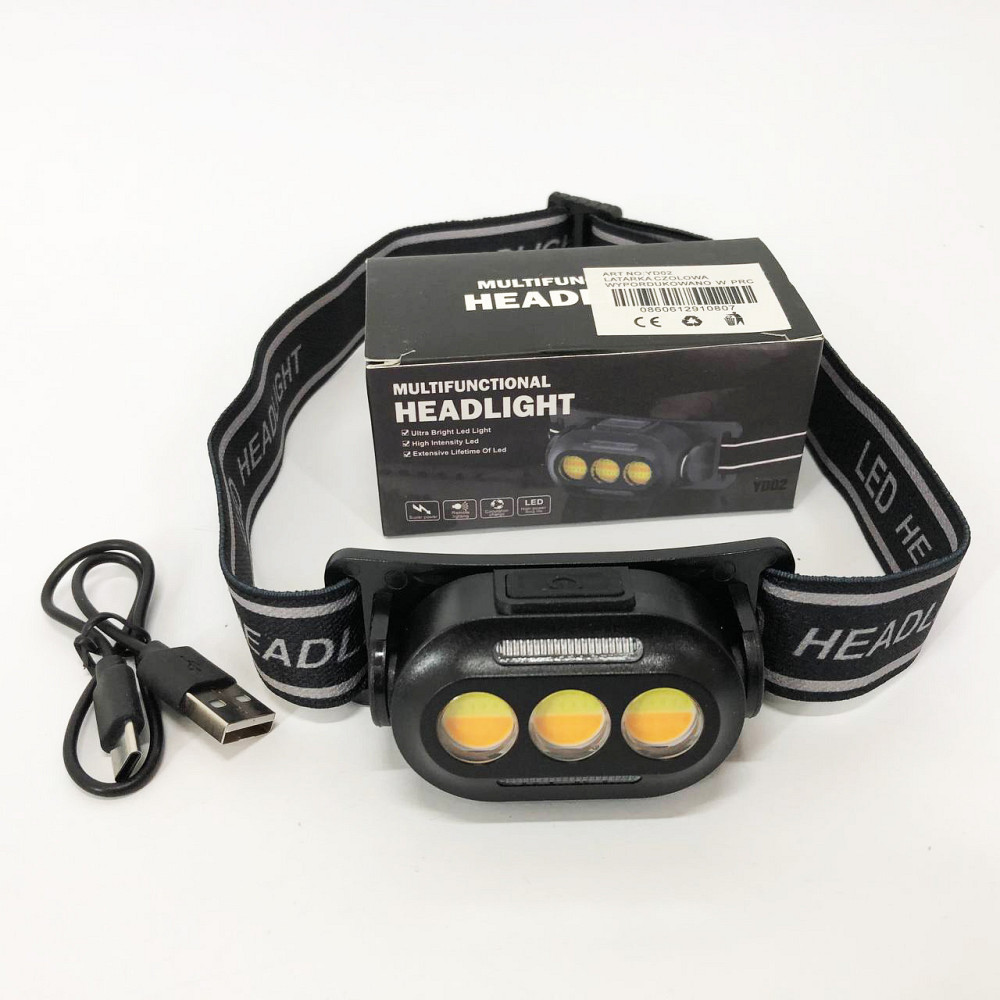 Легкий фонарик на голову YD02-COB, Фонарь налобный аккумуляторный светодиодный с зарядкой SQ-27 Львов - изображение 2