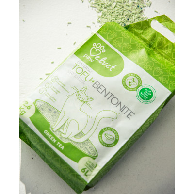 Наповнювач для туалету Velvet Paw TOFU з бентонітом та екстрактом зеленого чаю (1.5 мм) 2.6 кг (TOF70022) Вінниця - фото 4