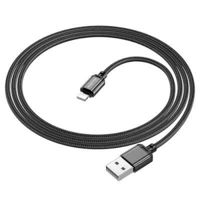 Дата кабель USB 2.0 AM to Lightning 1.0m 2.4A nylon BX87 black BOROFONE (6974443389005) Вінниця